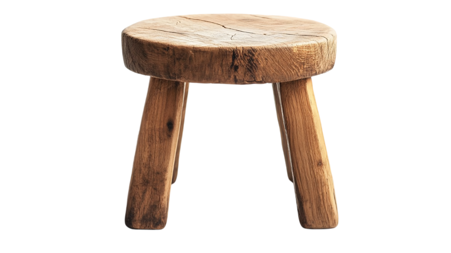 Rustic wooden stool furniture interior design element isolated on transparent background png
