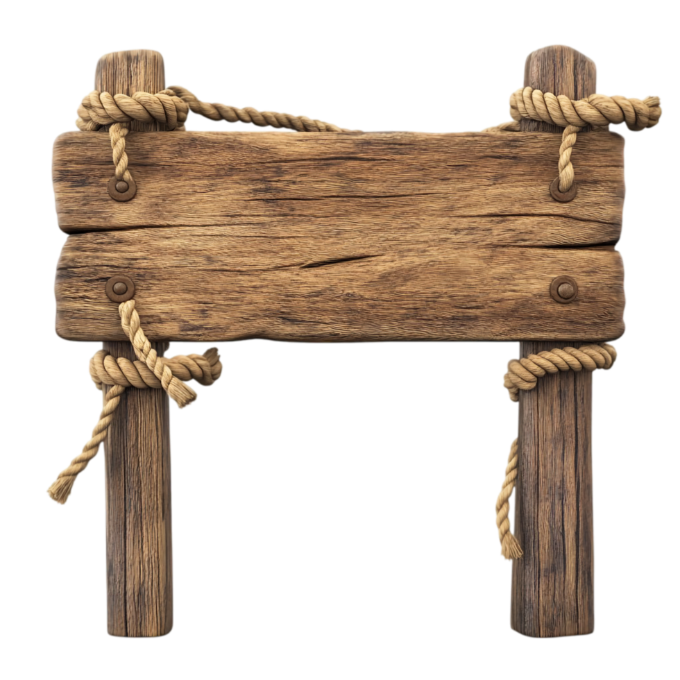 A wooden sign with rope attached to it png