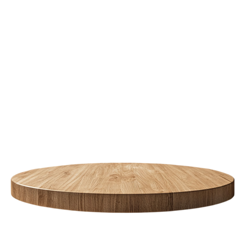 Wooden round table product display showcase presentation isolated on transparent background png