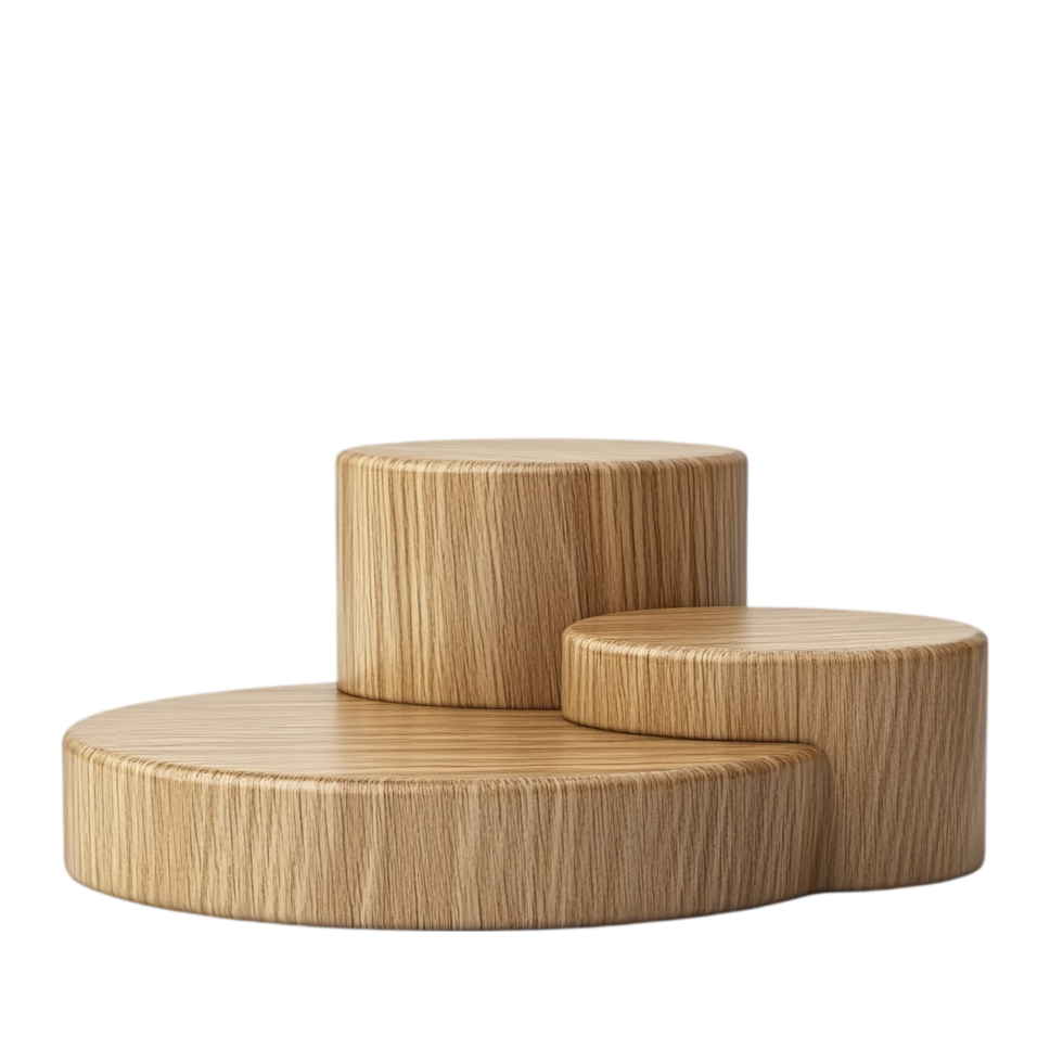 Wooden podium for product presentation display showcase isolated on transparent background png