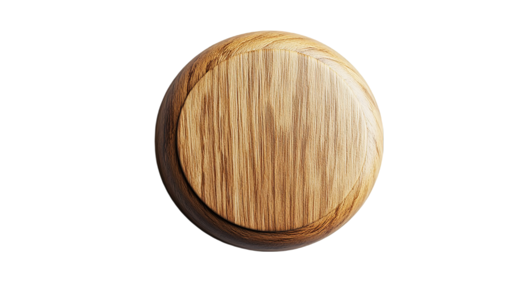 Oak wooden sphere material surface texture rendering isolated on transparent background png