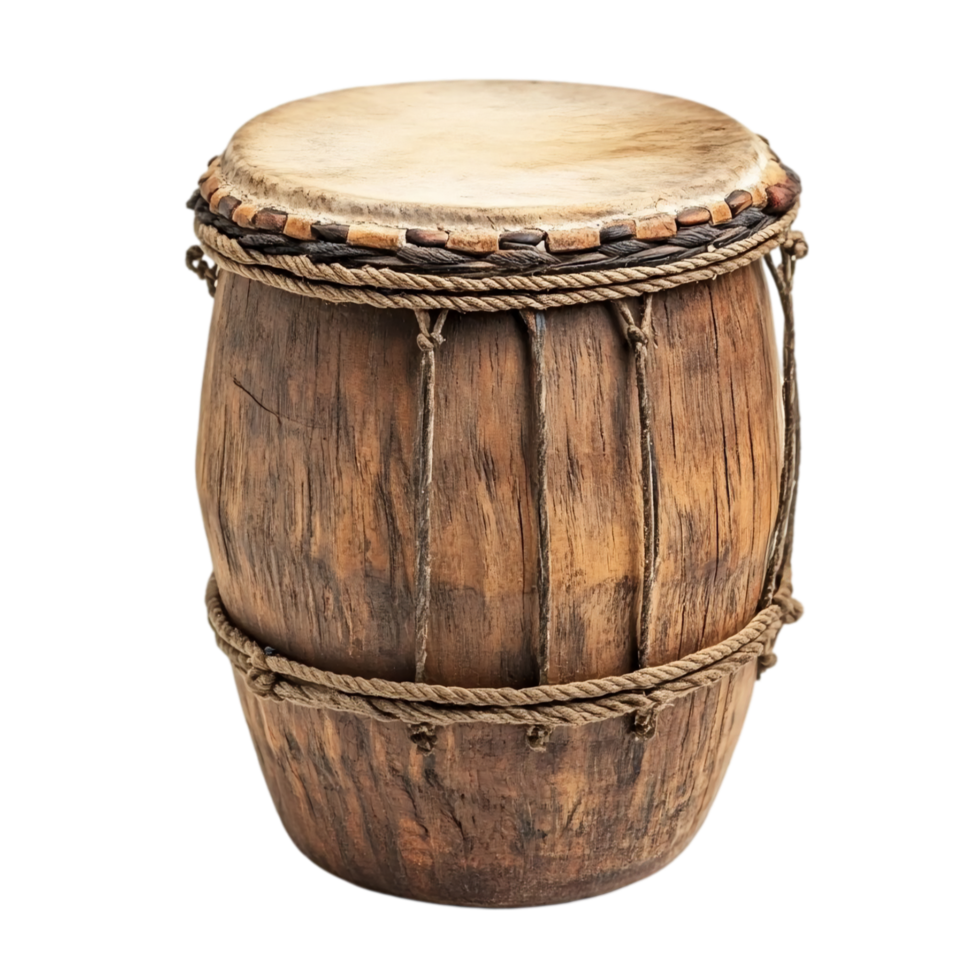 Authentic african djembe drum percussion musical instrument isolated on transparent background png