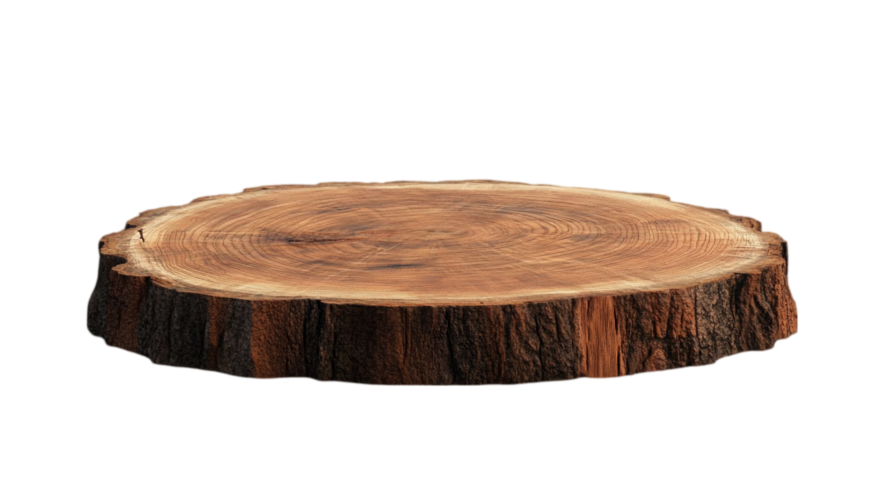 Wooden log slice display platform product presentation isolated on transparent background png