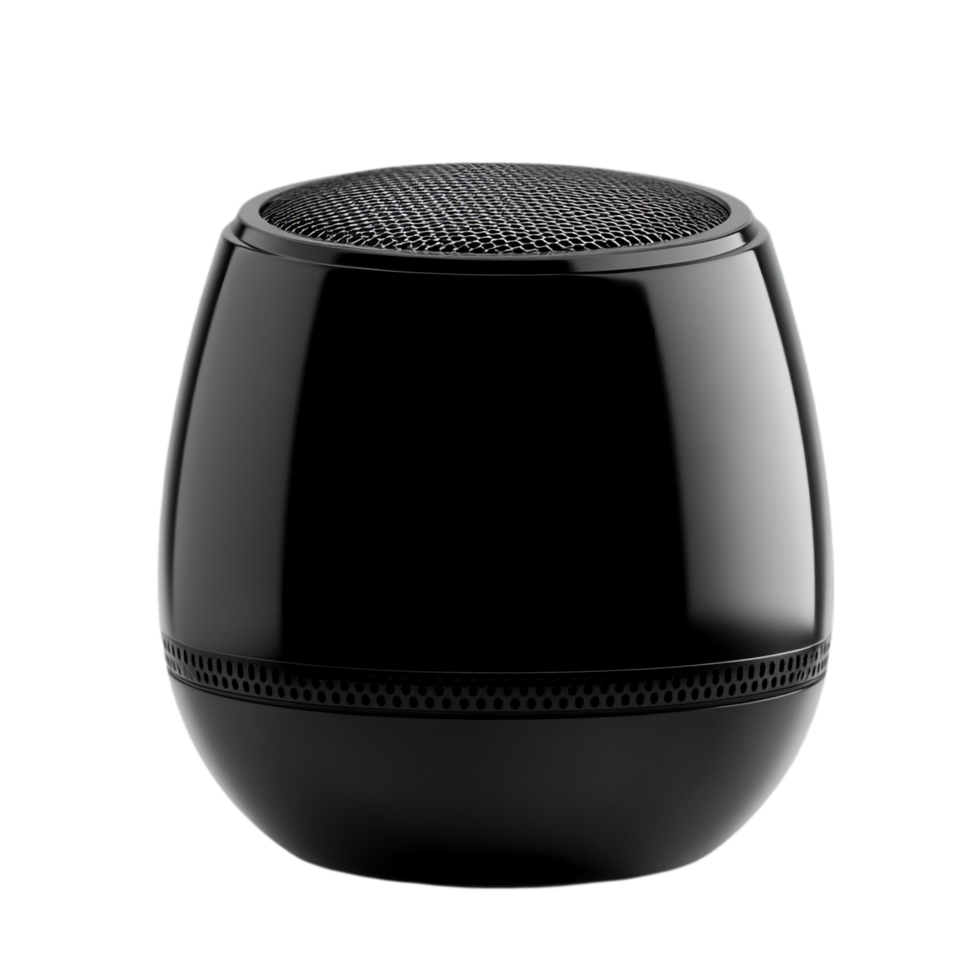 Sleek portable wireless speaker audio device rendering isolated on transparent background png
