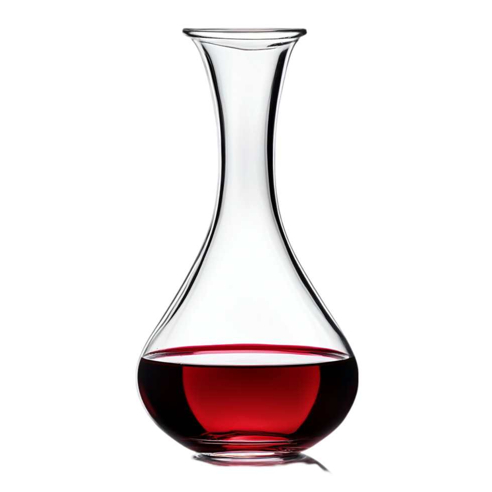 Elegant crystal decanter with red wine against darkness isolated on transparent background png