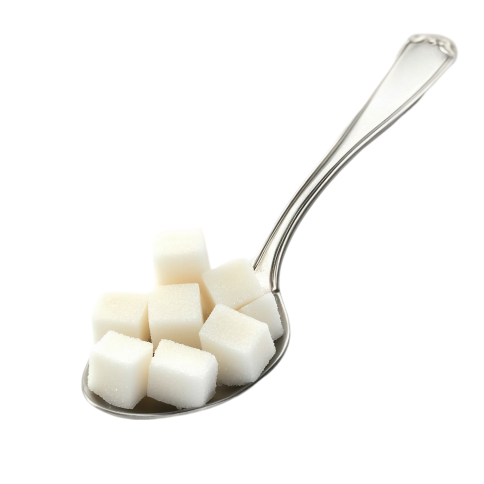 Spoonful of sugar cubes sweetening ingredient sweetener isolated on transparent background png