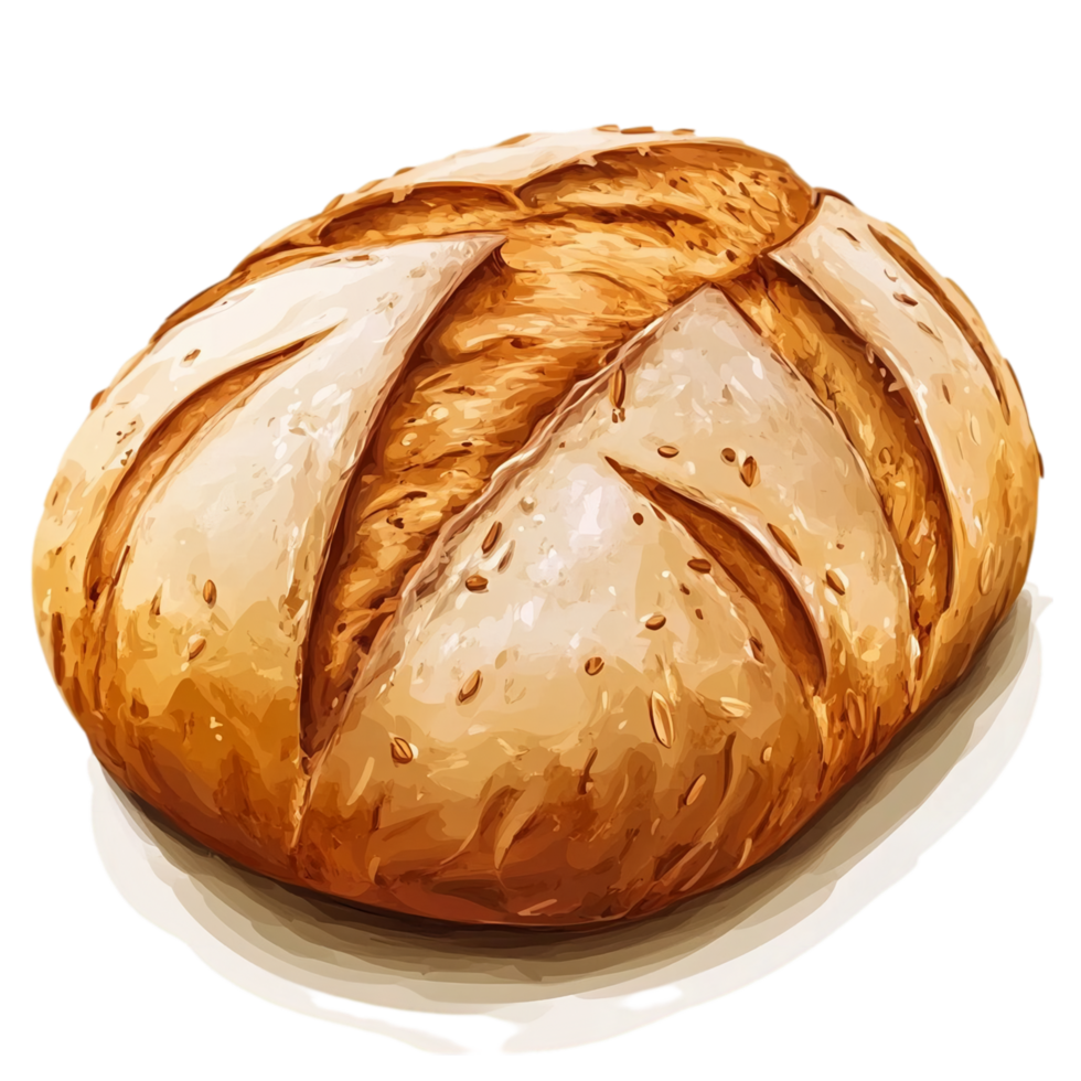 Fresh baked loaf of bread artisan food delicious crust isolated on transparent background png