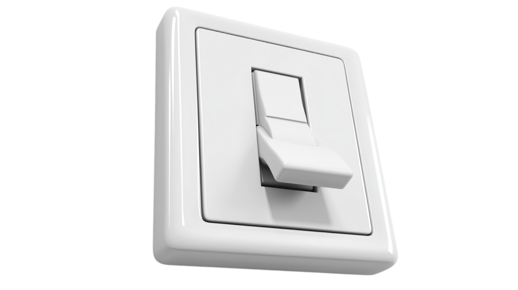 White electrical switch close up power control design isolated on transparent background png