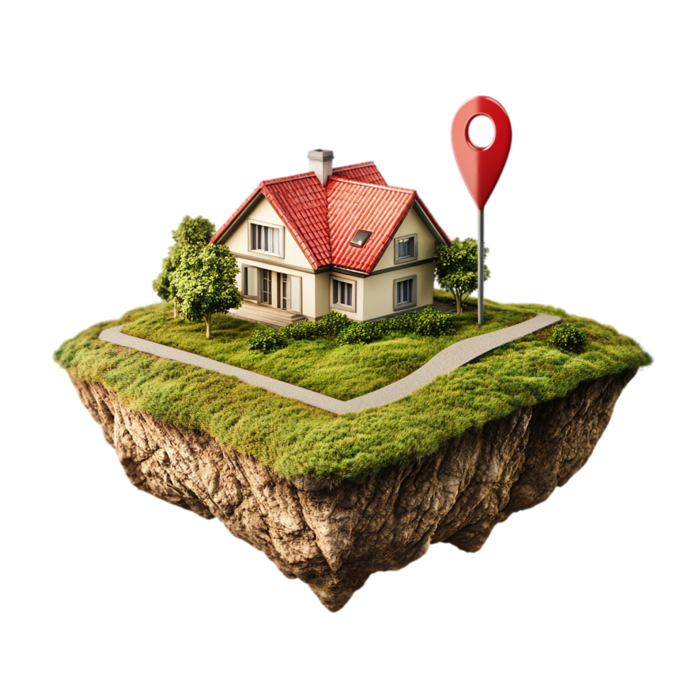 Find real estate house location property pin concept art isolated on transparent background png