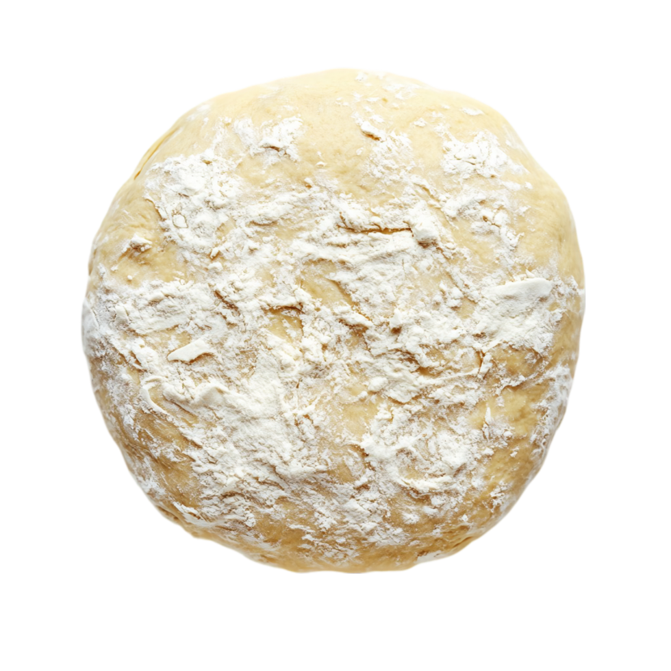 Fresh dough ball covered in flour ready for baking bread isolated on transparent background png