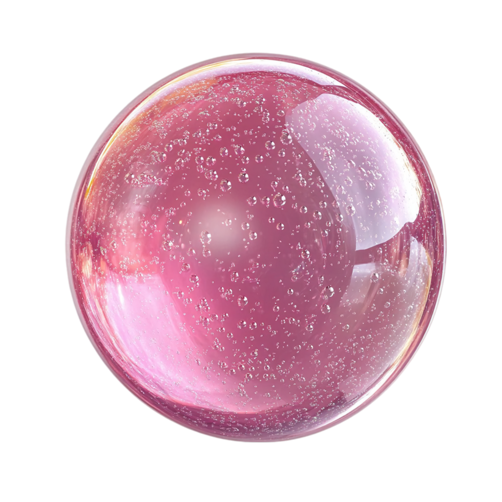 Pink orb liquid sphere bubble design element aesthetic isolated on transparent background png