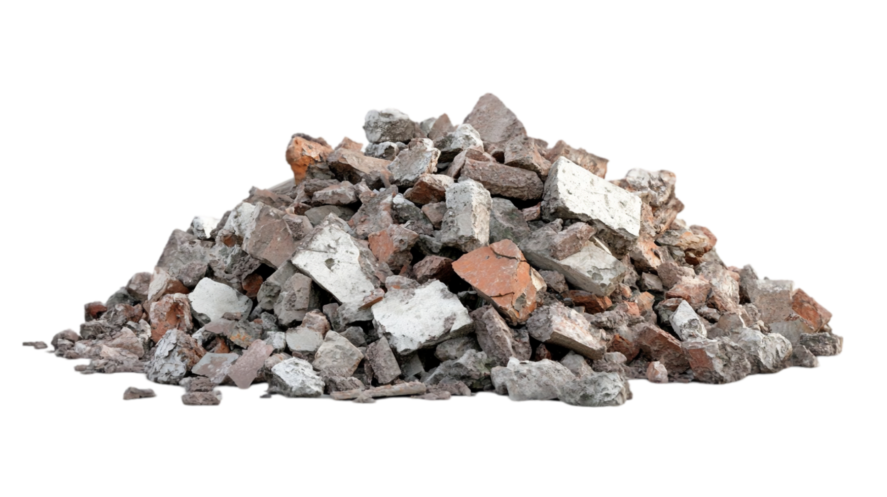Pile of rubble debris construction waste material stone isolated on transparent background png