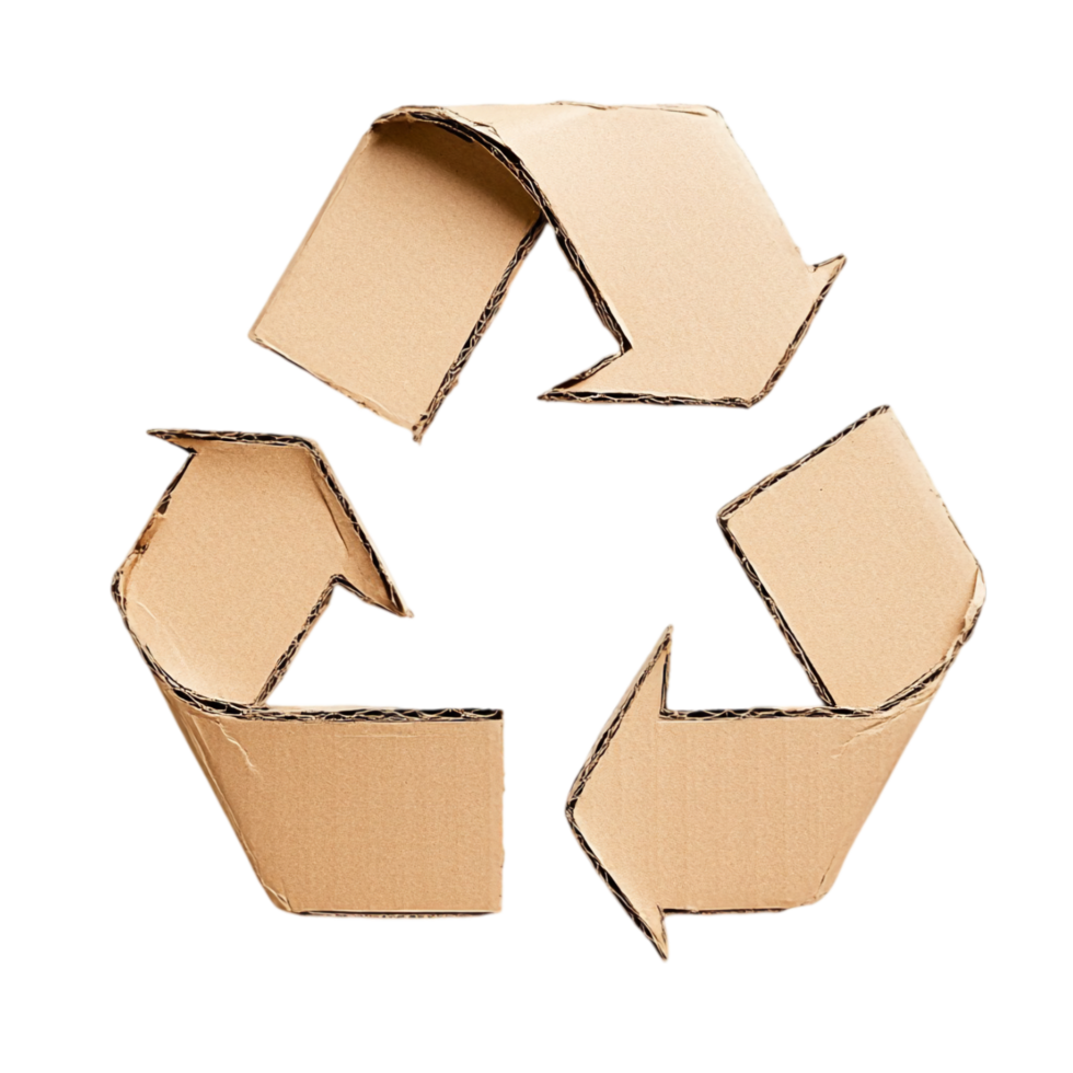 Cardboard recycle symbol for environmental conservation isolated on transparent background png