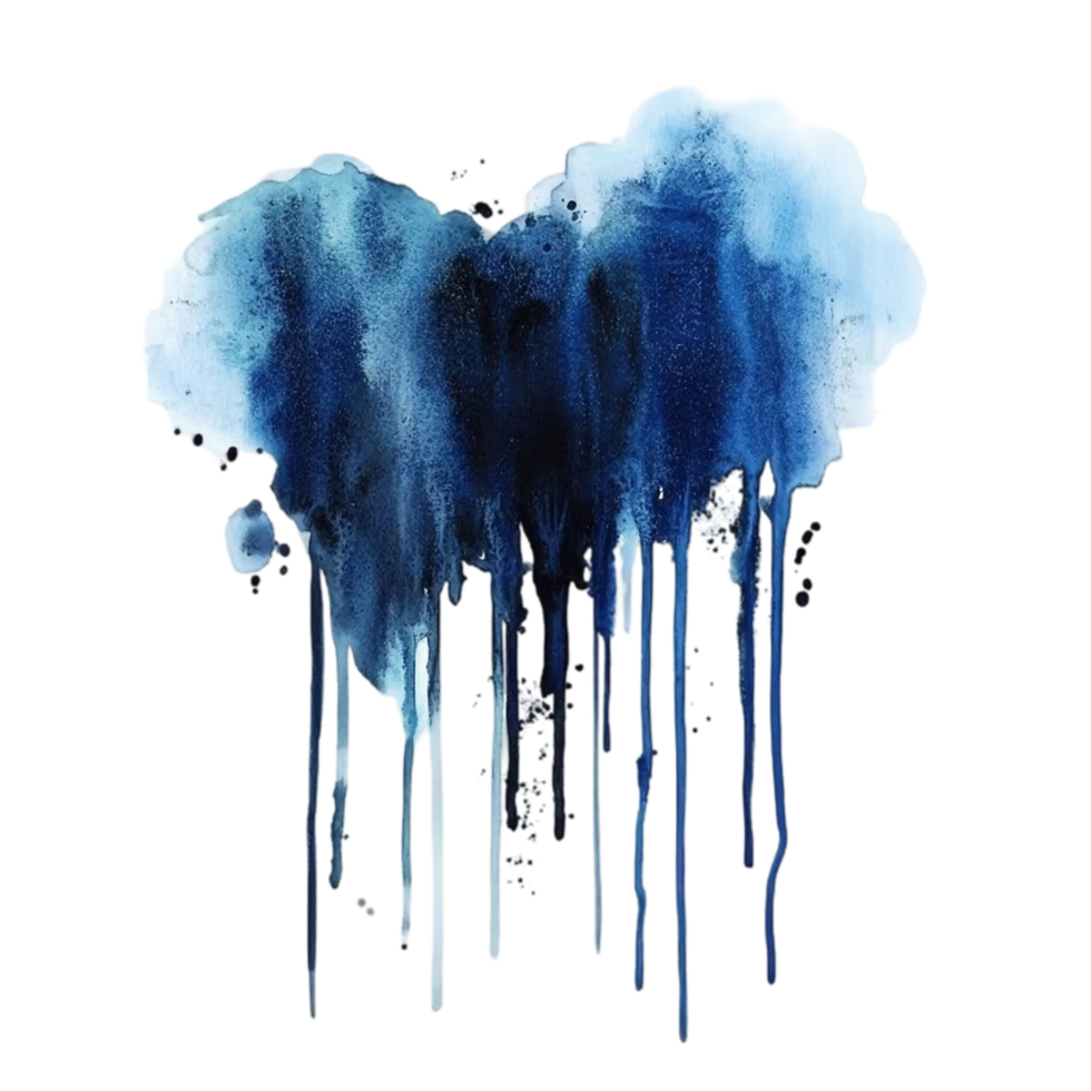 Watercolor cloud with dripping paint blue artistic art isolated on transparent background png