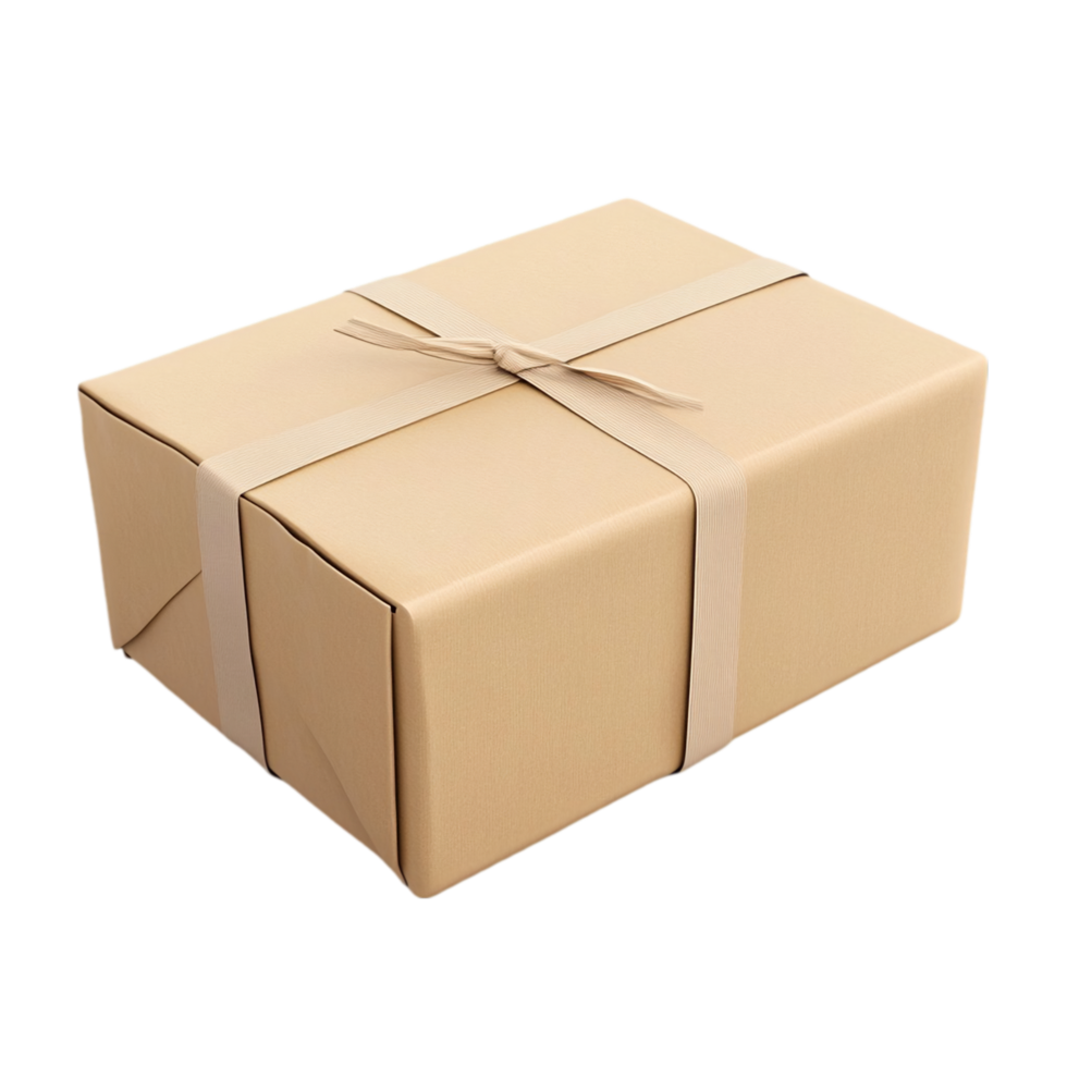 Cardboard package wrapped with string delivery concept isolated on transparent background png