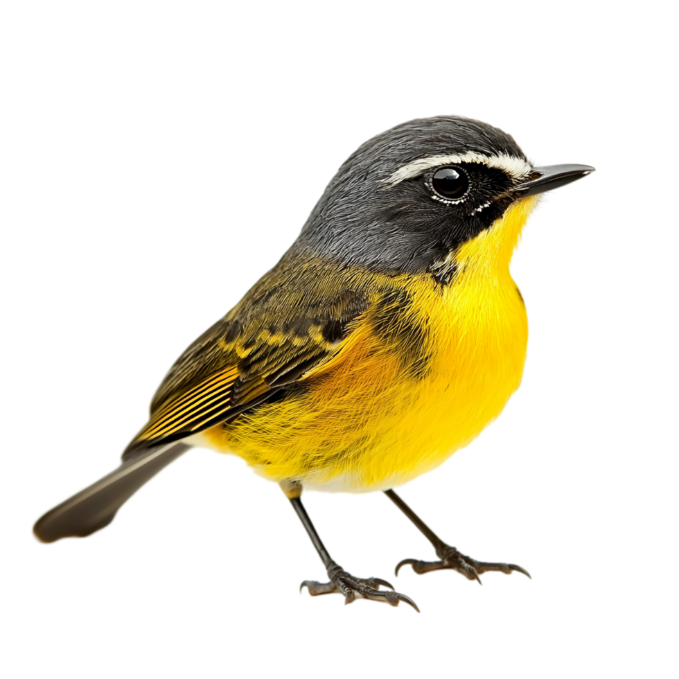 Portrait of a yellow warbler bird perched on a branch isolated on transparent background png