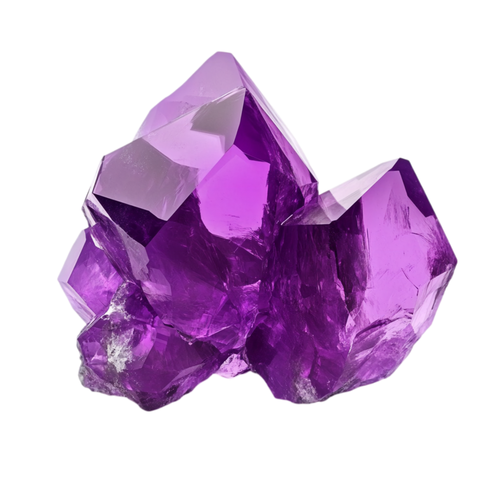 Amethyst gemstone cluster mineral specimen purple stone isolated on transparent background png