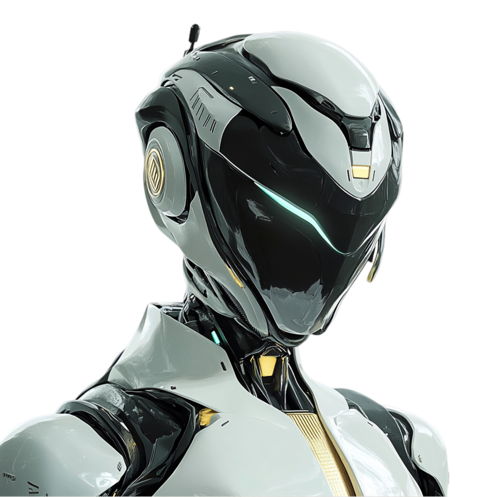 Futuristic robot concept art design for ai technology isolated on transparent background png