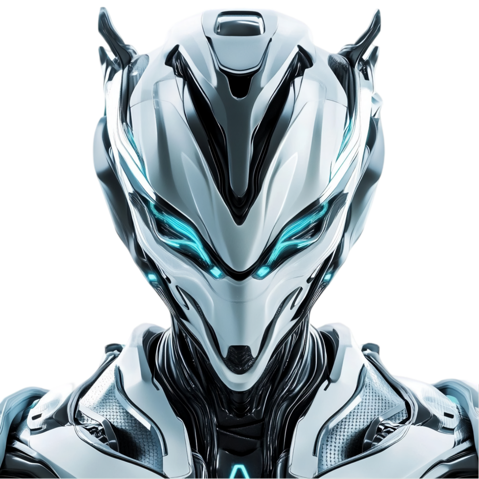 Futuristic robot armor concept art digital rendering isolated on transparent background png