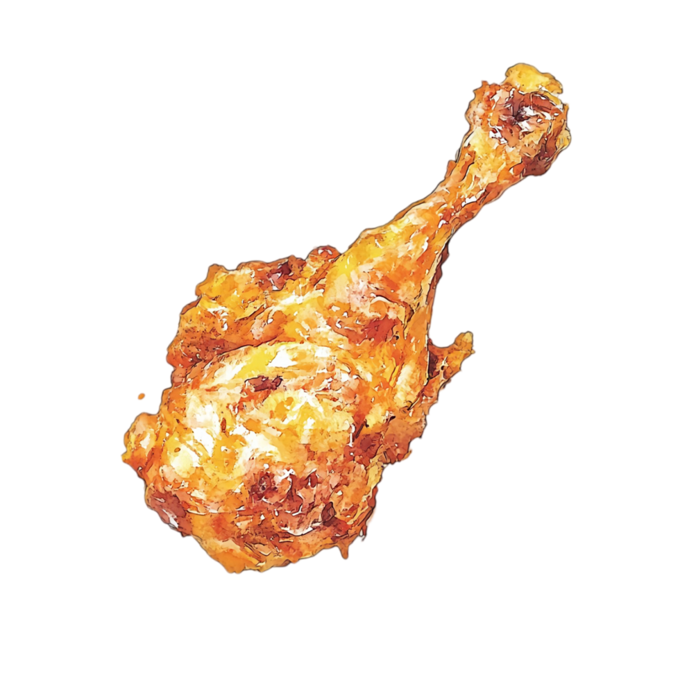 Delicious fried chicken leg food illustration art design isolated on transparent background png