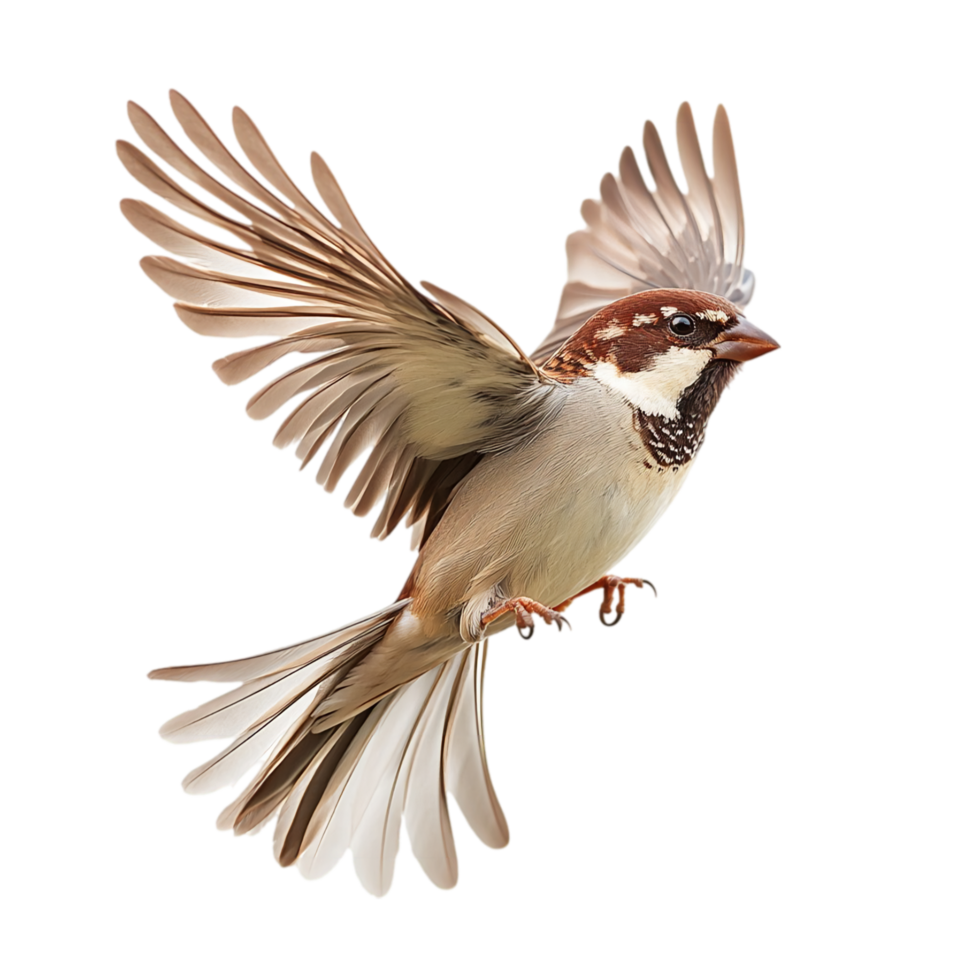 Flying sparrow avian wildlife ornithology bird watching isolated on transparent background png