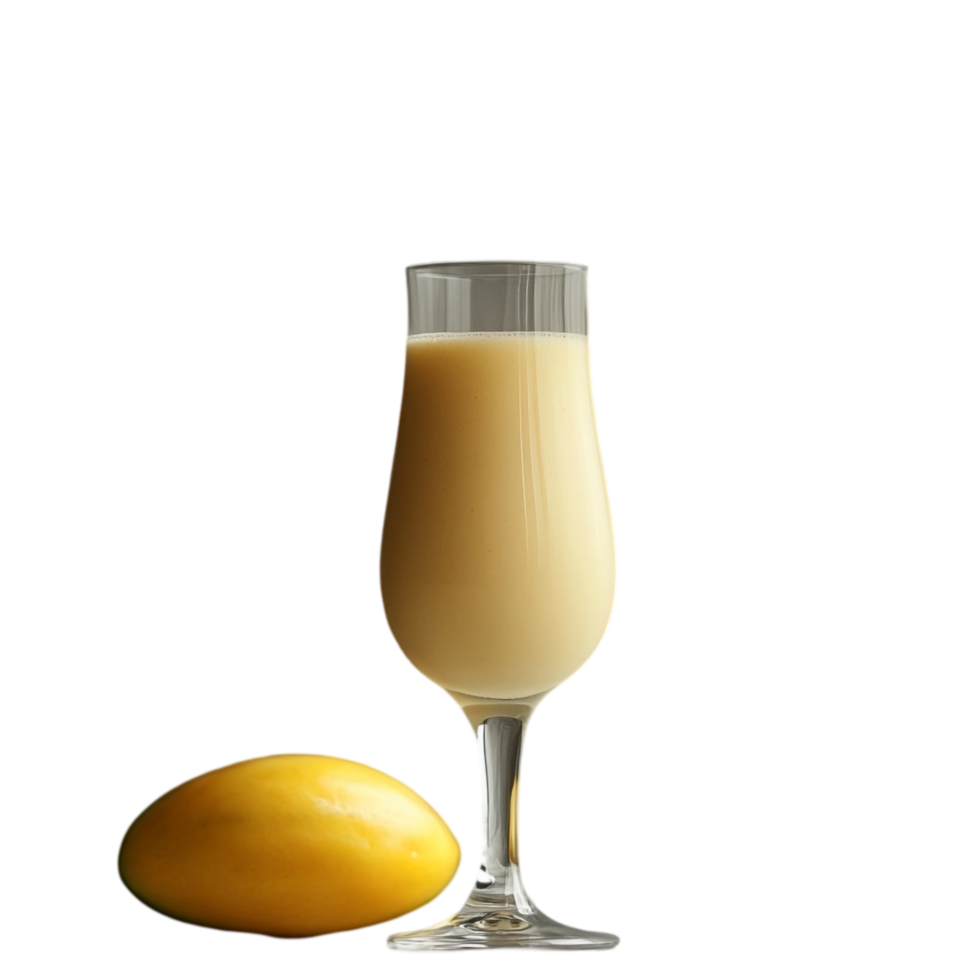 Refreshing mango smoothie in glass with fruit drink food isolated on transparent background png
