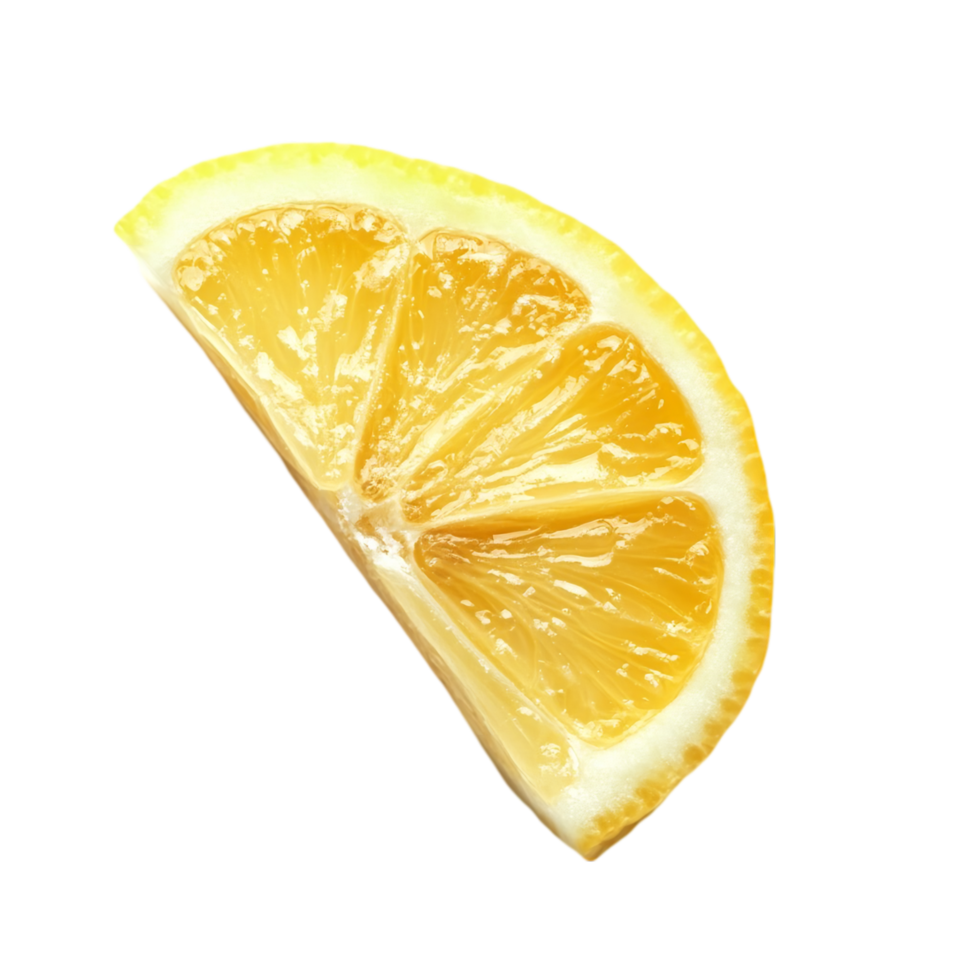 Fresh lemon slice citrus fruit yellow on plain backdrop isolated on transparent background png