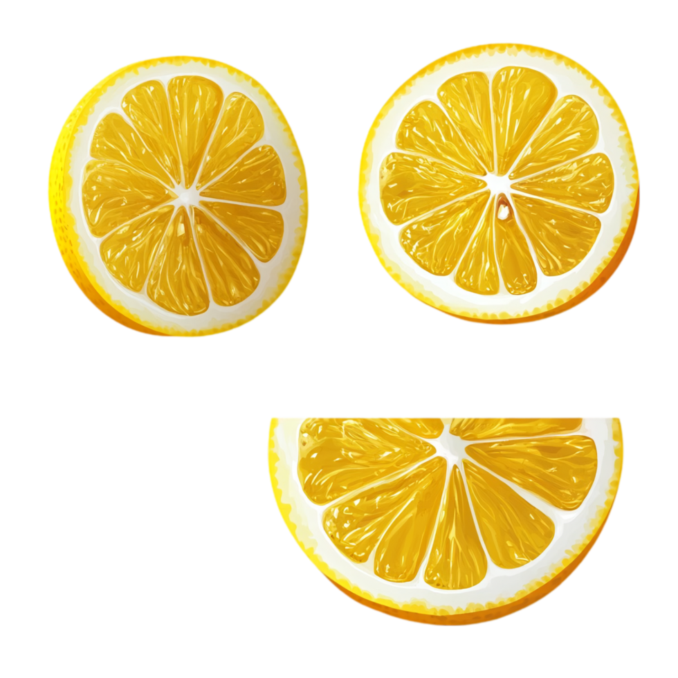 Fresh lemon slices citrus fruit yellow background food isolated on transparent background png