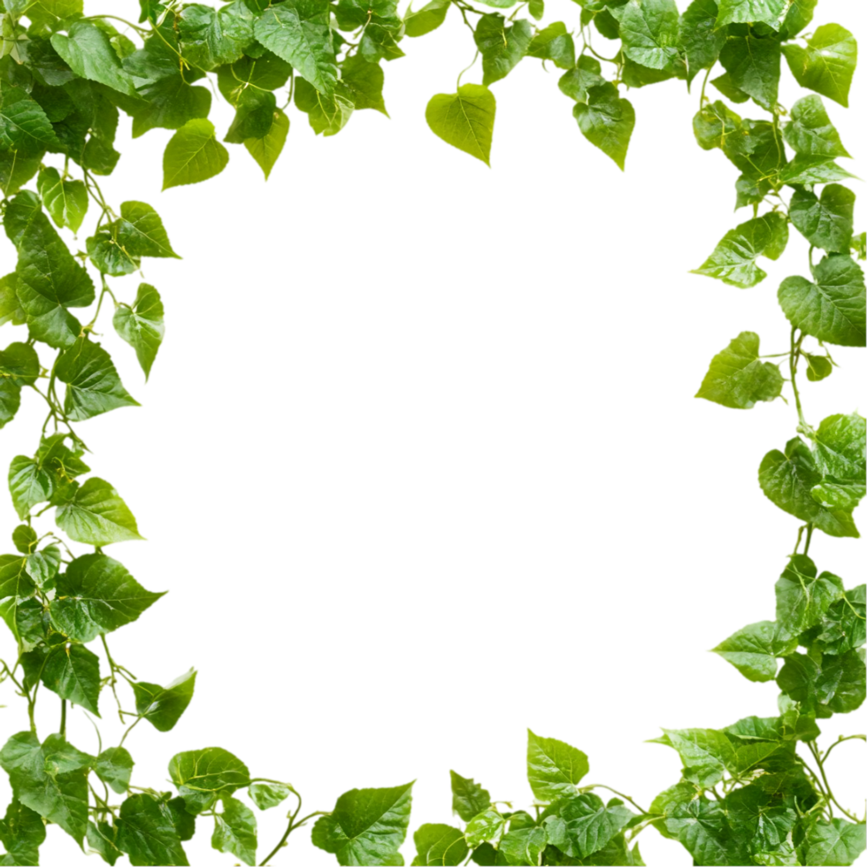 Lush green ivy frame foliage border nature background isolated on transparent background png