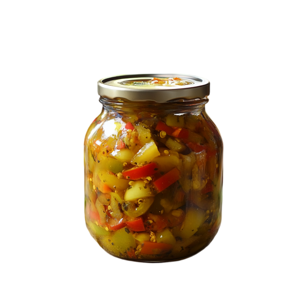 Relish jar homemade pickled vegetables food preparation isolated on transparent background png
