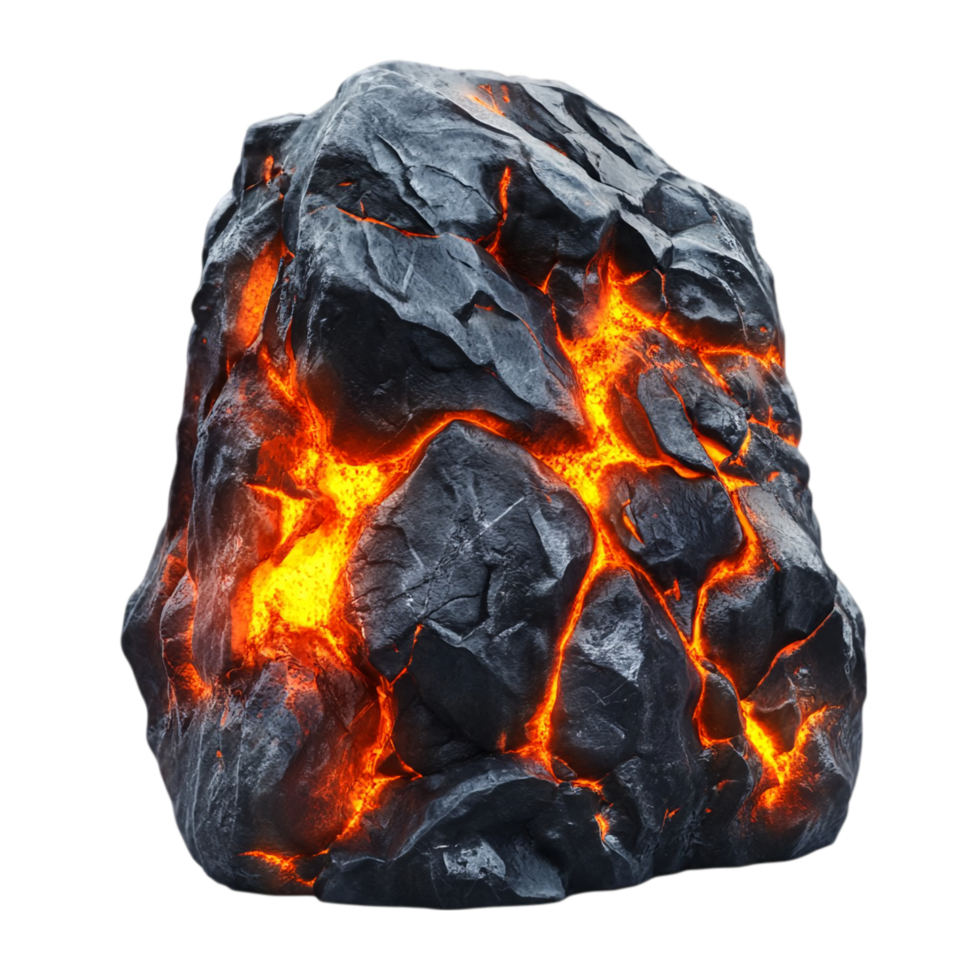 Volcanic rock lava magma fire stone geology texture hot isolated on transparent background png