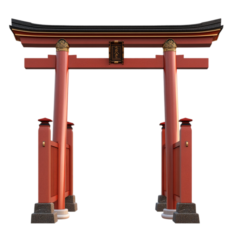 Traditional japanese torii gate architecture entrance asia isolated on transparent background png