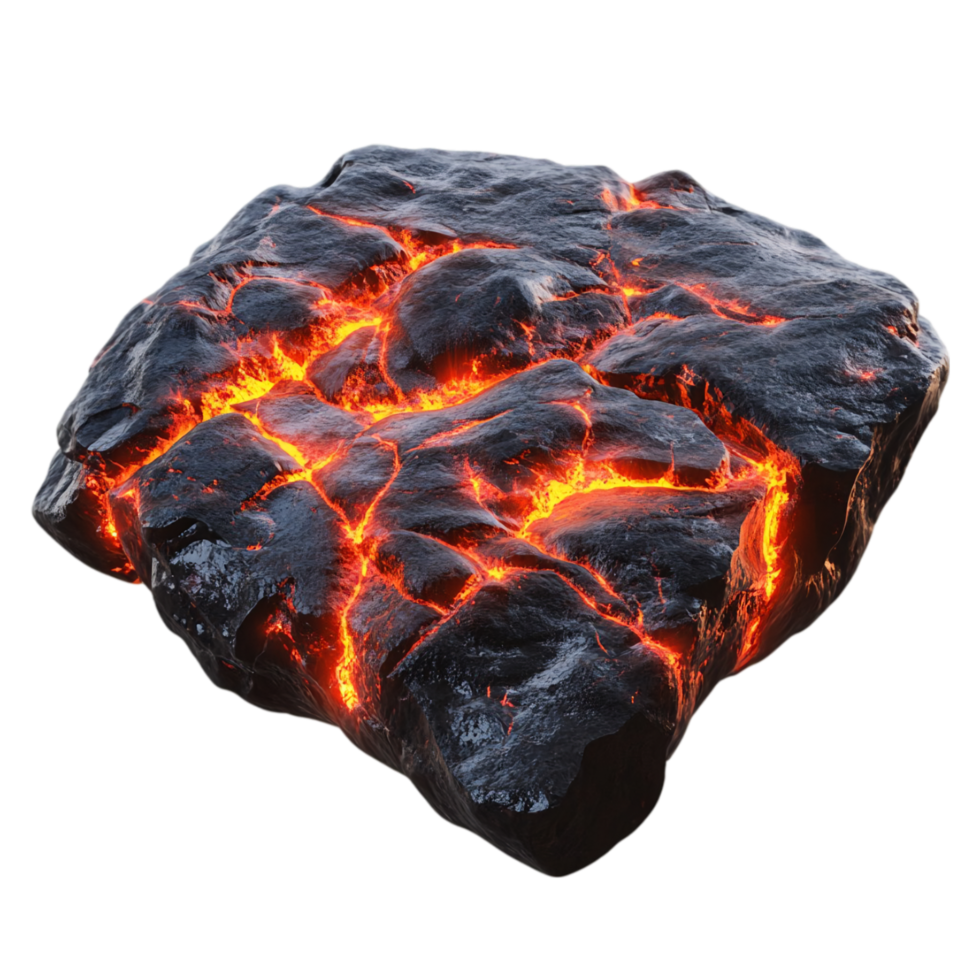 Lava rock molten stone volcanic geology fire element isolated on transparent background png