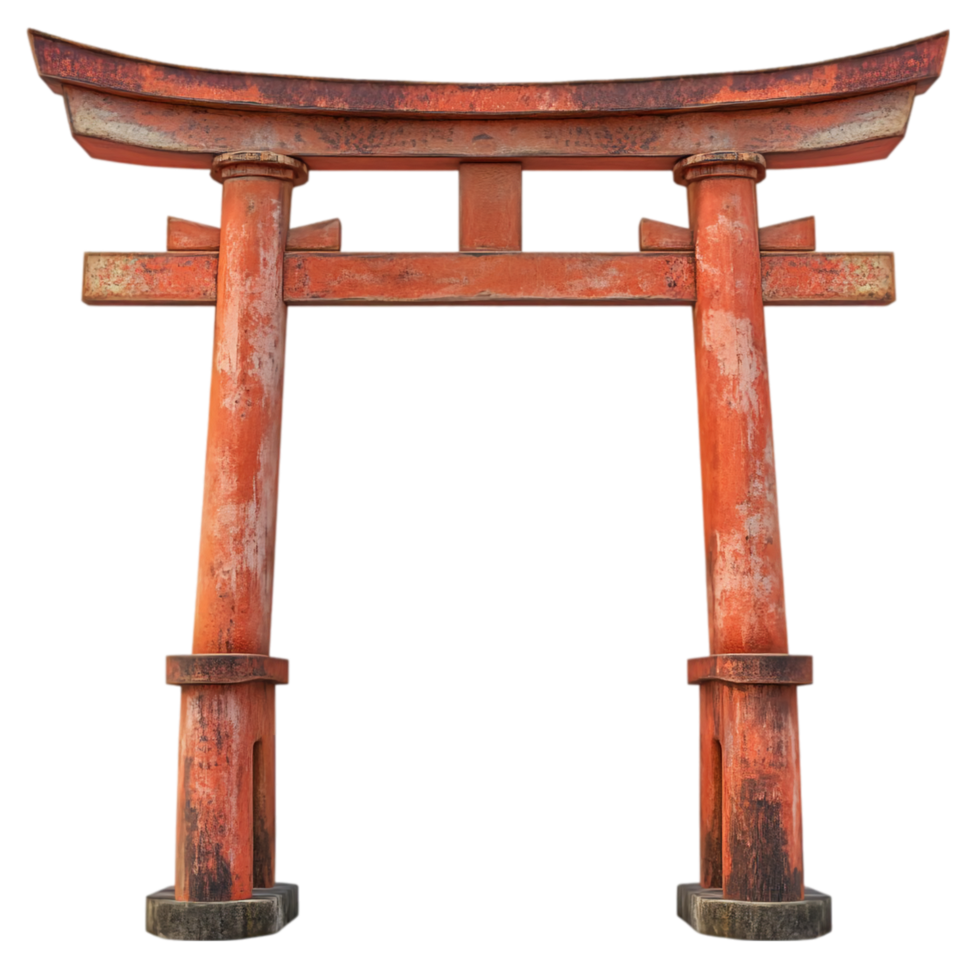 Japanese torii gate red structure culture architecture isolated on transparent background png