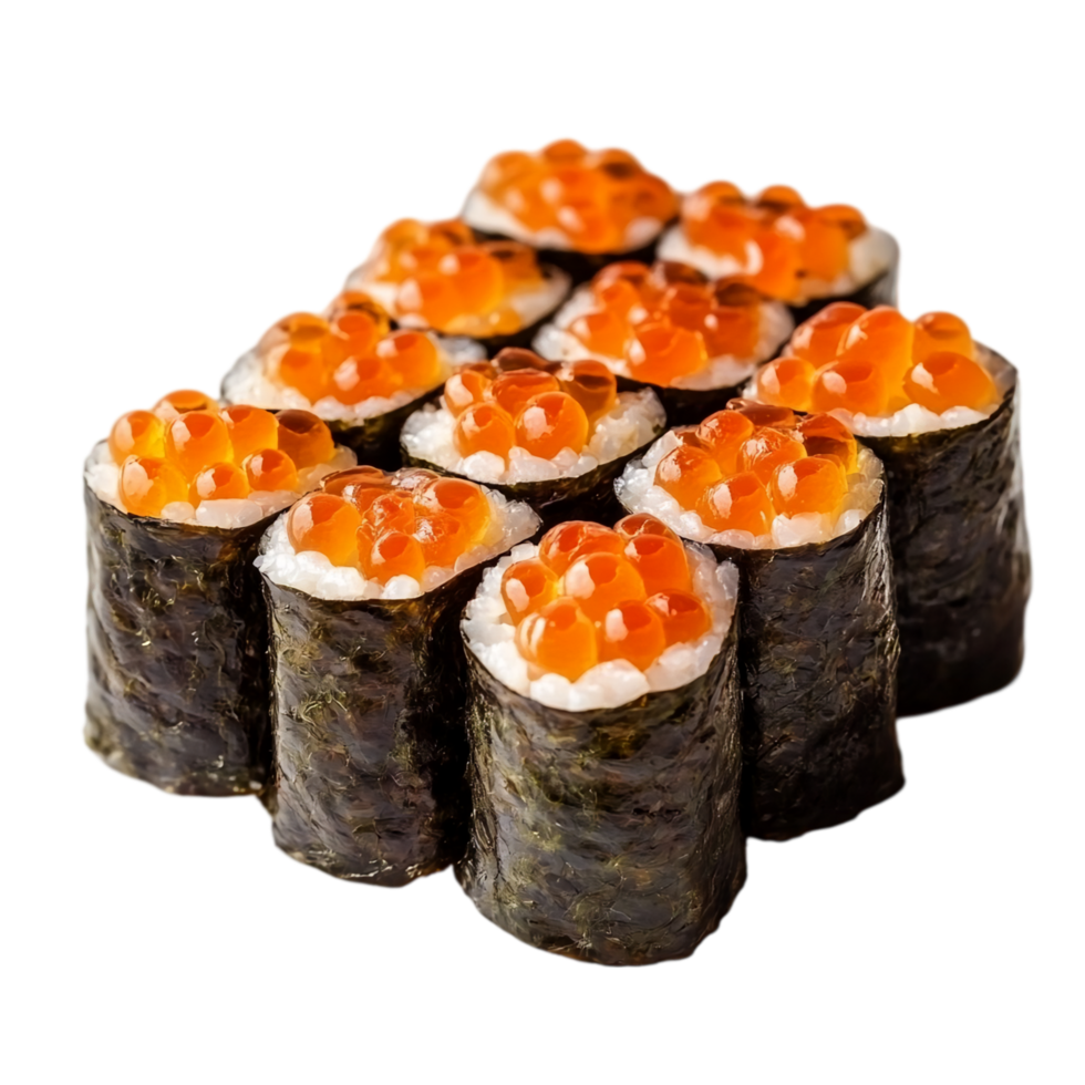 Delicious ikura gunkan maki japanese cuisine food style isolated on transparent background png
