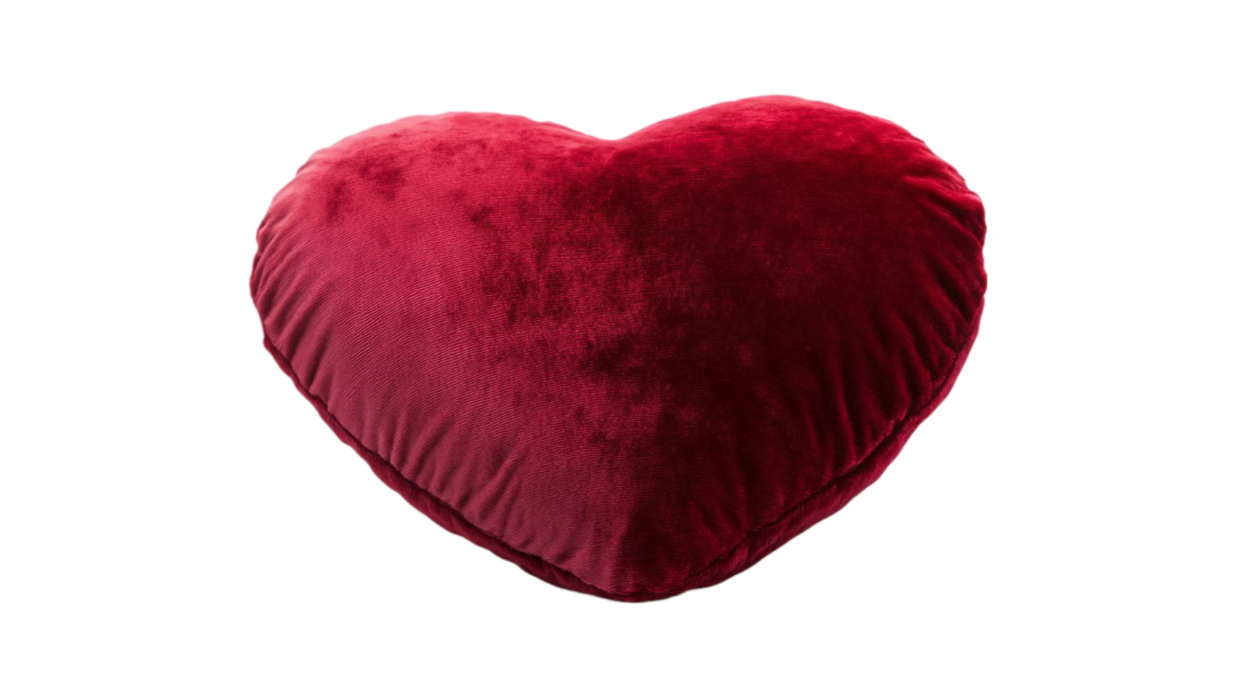 Red heart shaped pillow for valentine's day decoration isolated on transparent background png