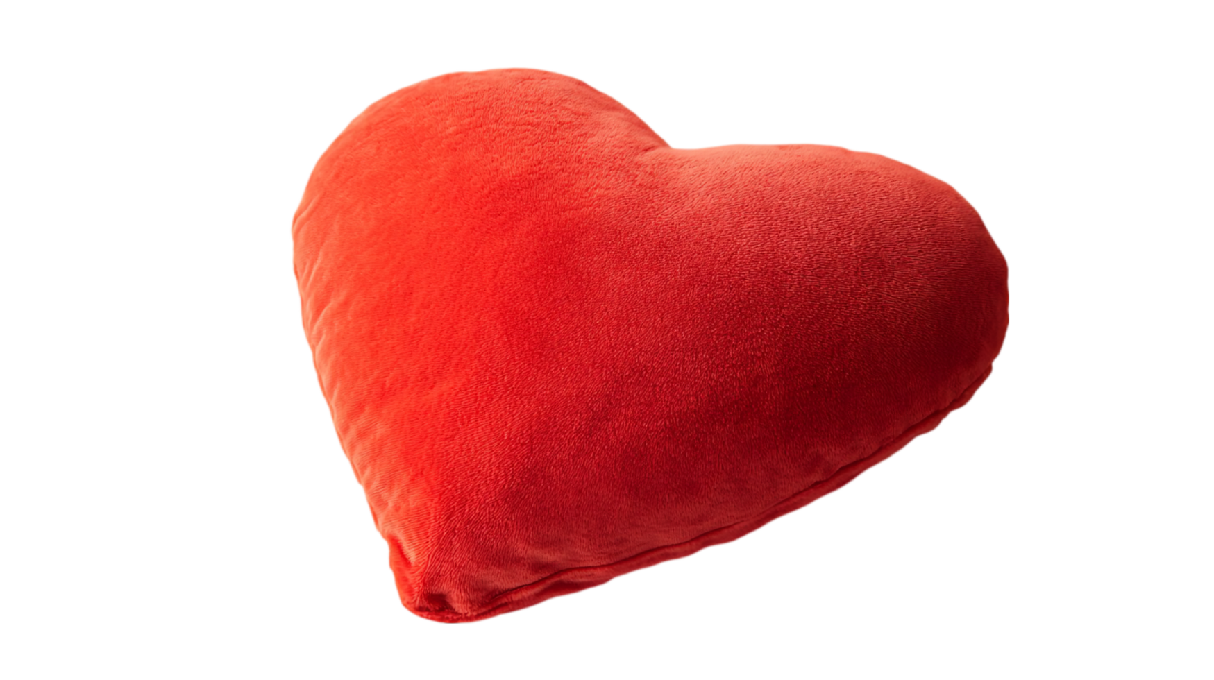 Red heart shaped cushion pillow on a plain backdrop isolated on transparent background png