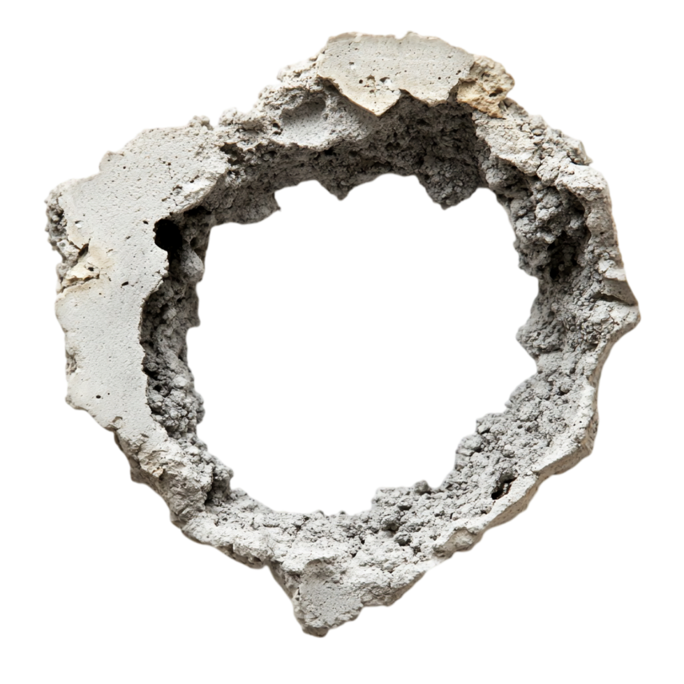 Concrete hole material texture construction element art isolated on transparent background png
