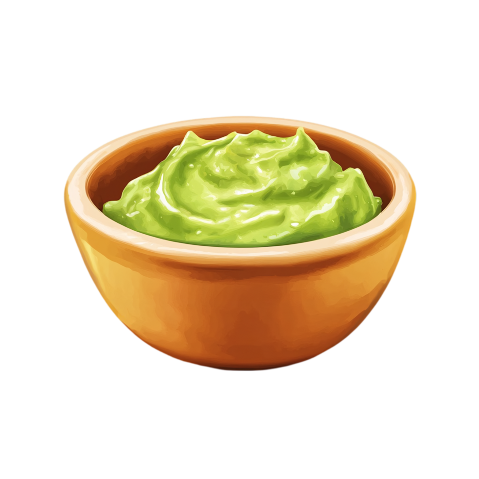 Delicious avocado dip in a bowl for a tasty appetizer isolated on transparent background png