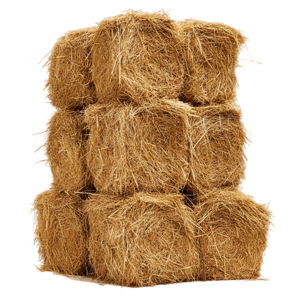Stack of hay bales agriculture farm field rural harvest isolated on transparent background png