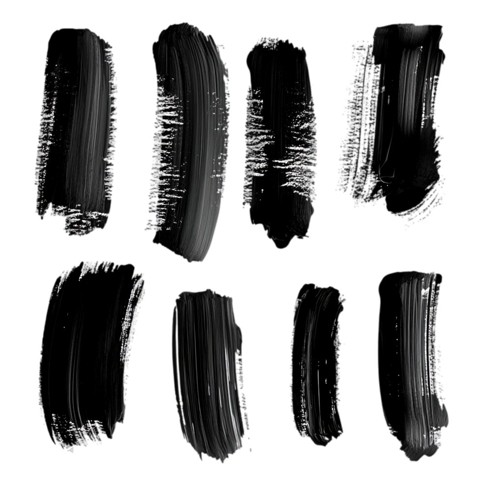 Paint strokes abstract design art artistic elements set isolated on transparent background png