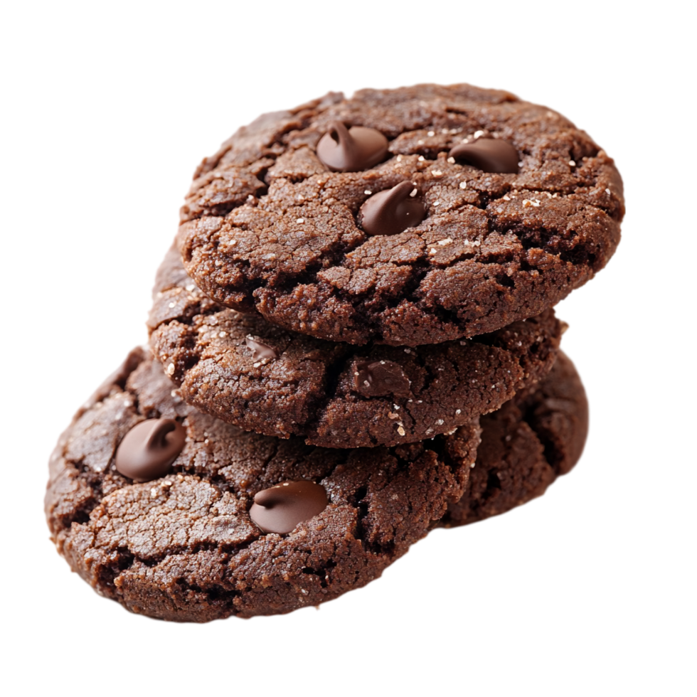 Delicious chocolate chip cookies stack dessert treat isolated on transparent background png