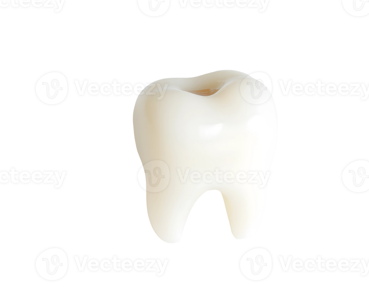 Isolated white molar tooth on a transparent background. png