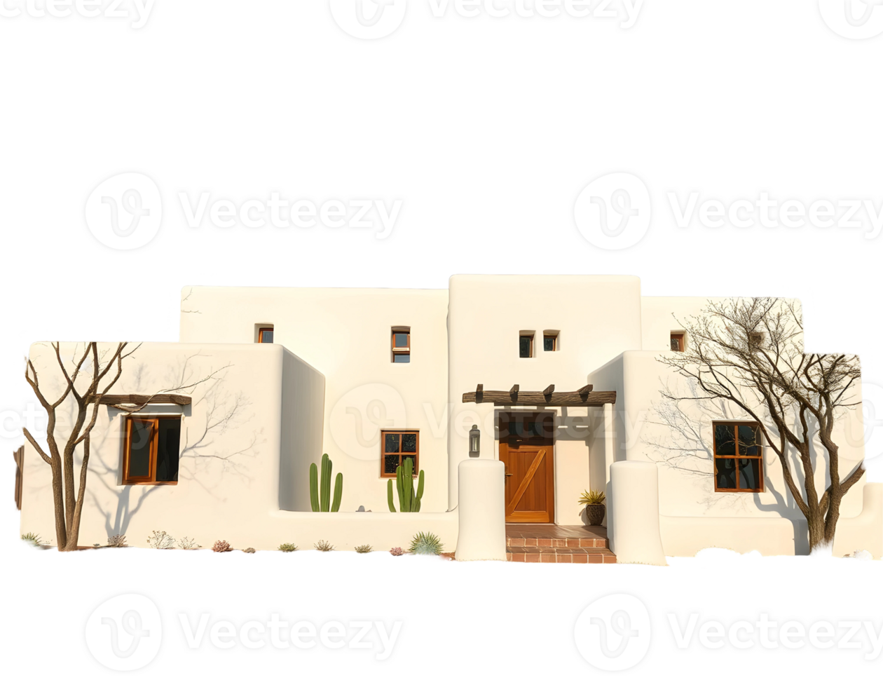 Southwestern Adobe House with Desert Landscape png