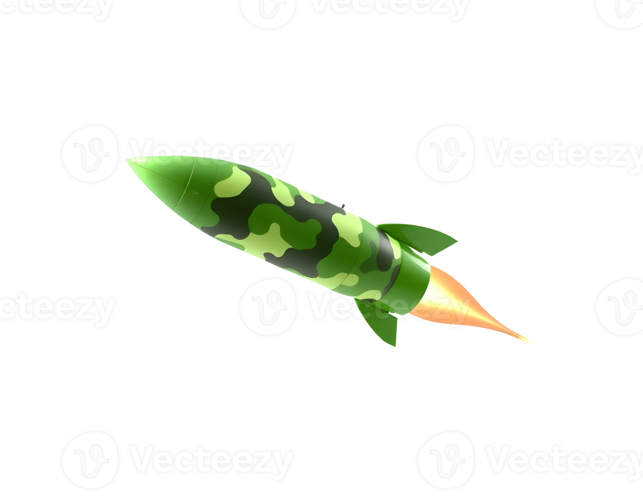 Green Camouflage Rocket Isolated on Transparent Background png