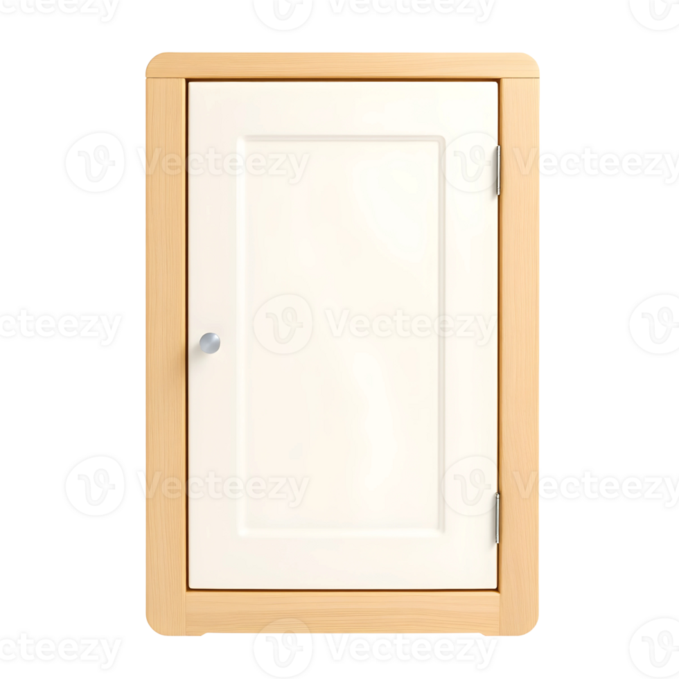 Classic Wooden Medicine Cabinet with White Door png