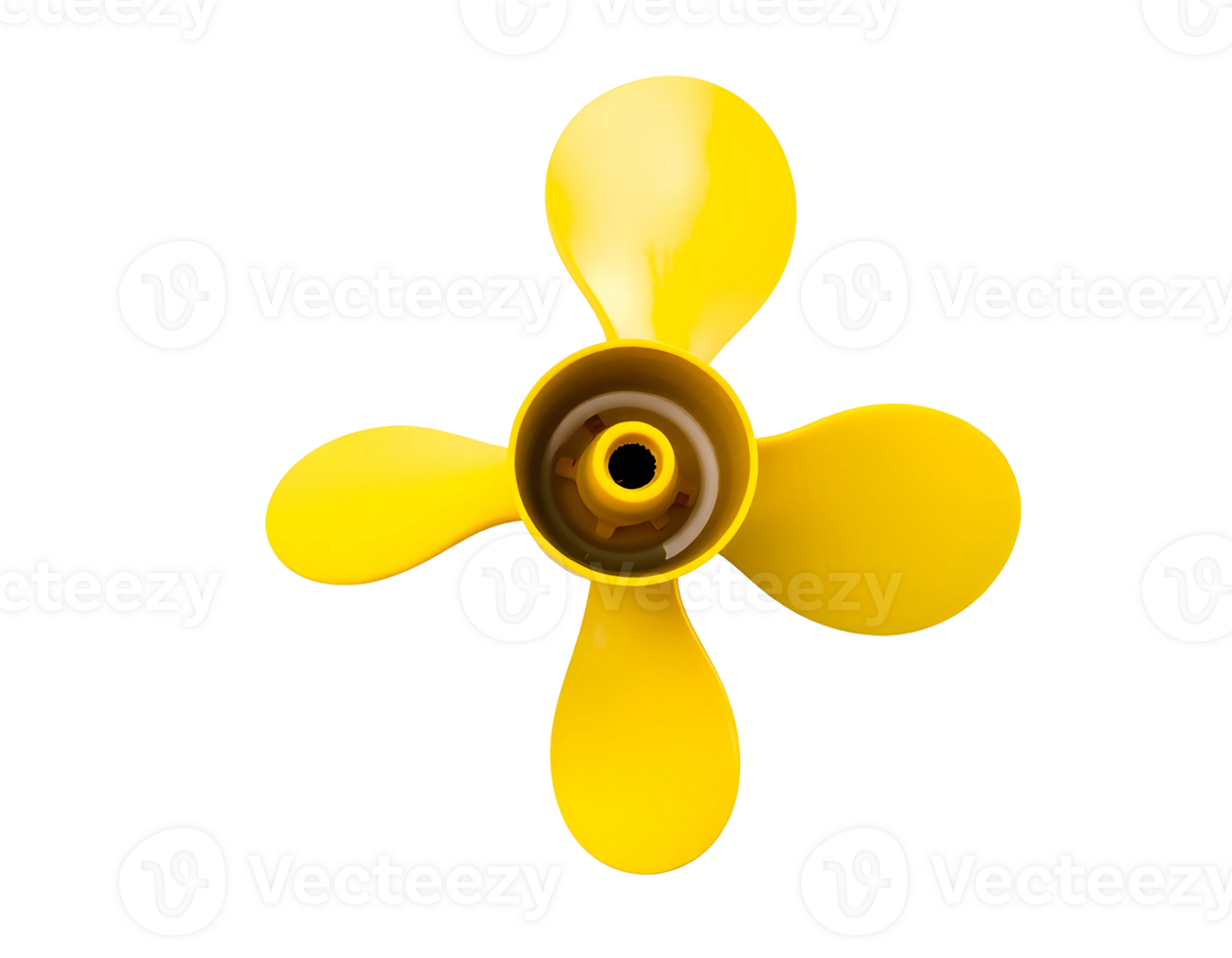 Yellow propeller with four blades and transparent background png
