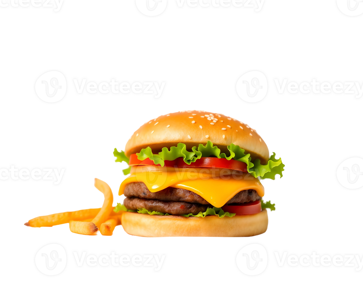 Delicious Cheeseburger with Fries png
