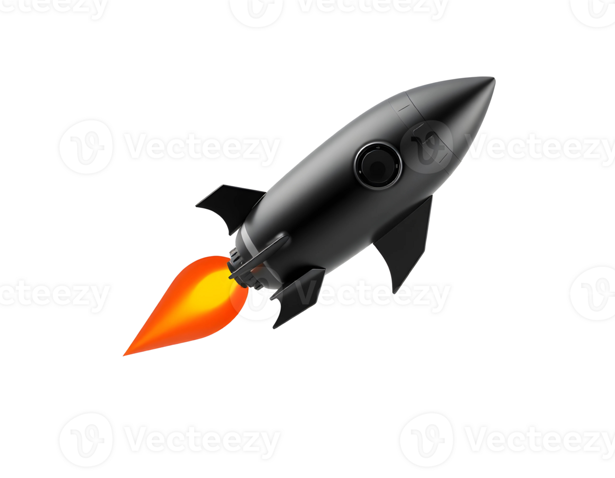 Black Rocket Launching into Space png