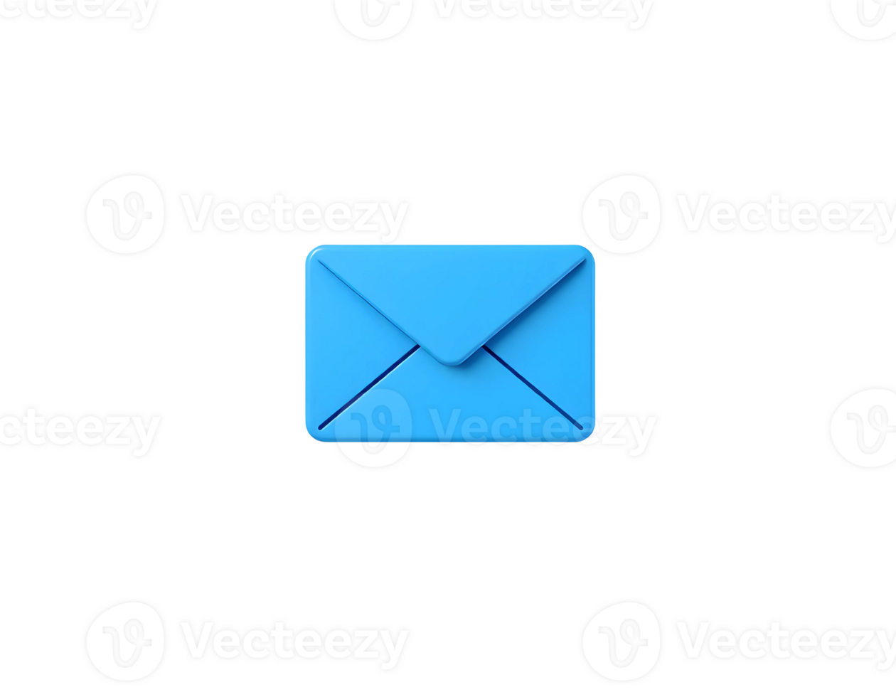 Blue 3D Rendered Envelope Icon on a Transparent Background png